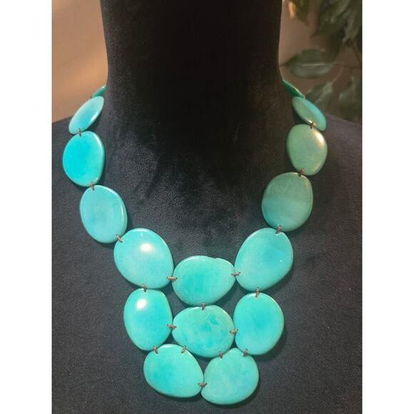 Women's Turquoise Statement Necklace With Lobster Clasp Handmade Jewelry Gift - Picture 2 of 6